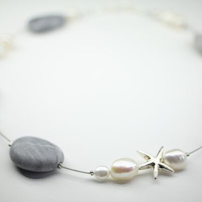 Menorca pebble chain gray pearl / starfish