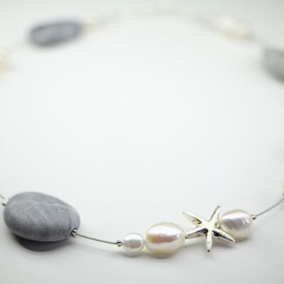 Menorca pebble chain gray pearl / starfish
