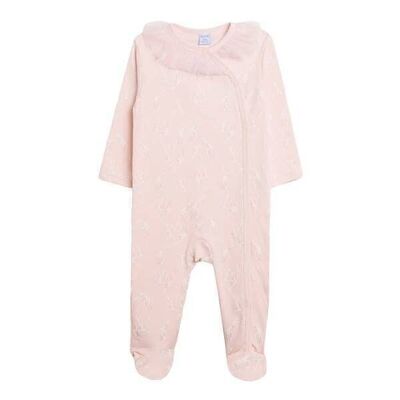 Pajamas with feet Girl Cotton Chiffon collar Pink