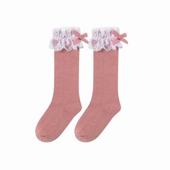 Chaussettes hautes avec dentelle couleur maquillage 1