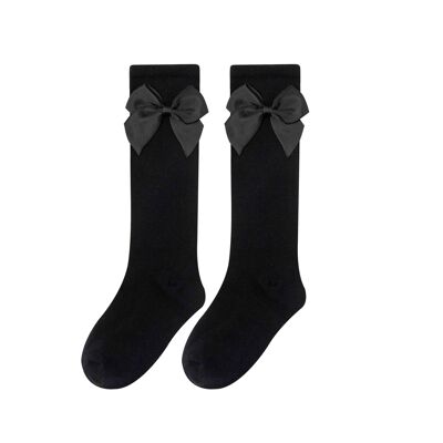 Hohe Socken mit Schleife Mädchen Schwarz