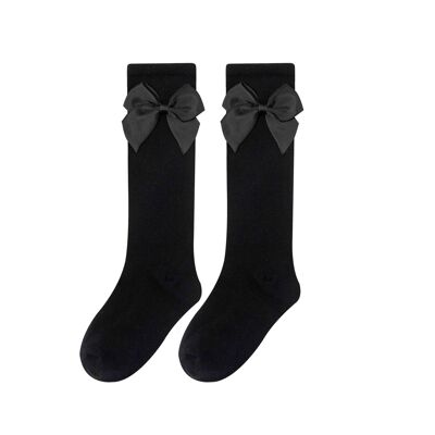 Chaussettes Hautes Avec Noeud Fille Noir