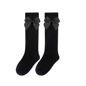 Chaussettes Hautes Avec Noeud Fille Noir 1