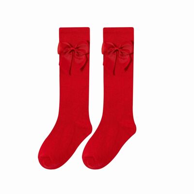 Hohe Socken mit Schleife Mädchen Rot