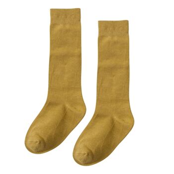 Chaussettes hautes avec nœud en jaune 2