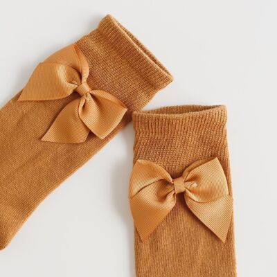 Chaussettes hautes à nœud pour bébé Camel