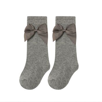 Chaussettes Hautes Avec Bébé Fille Couleur Gris Clair 1