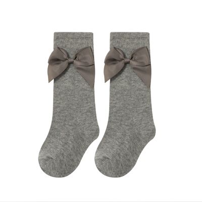 High Socks With Baby Girl Light Gray Color