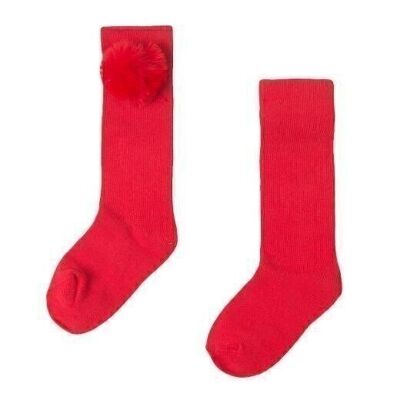 Mittelgroße Socken mit rotem Pompon