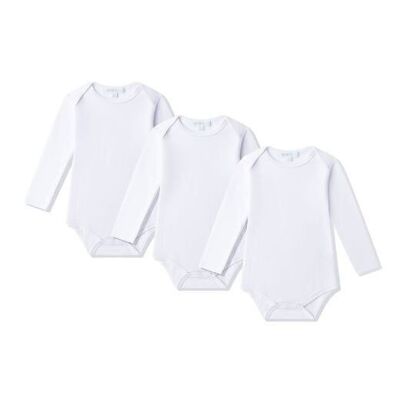 3 Piece Long Sleeve Bodysuit Set - White