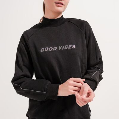 Sweatshirt mit Stehkragen in Schwarz