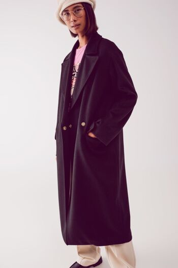 Manteau formel à double boutonnage de haute qualité en noir 2