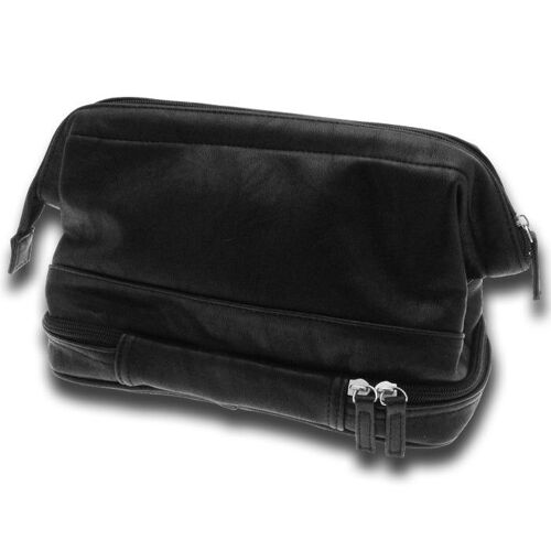 Gladstone Style Black PU Washbag