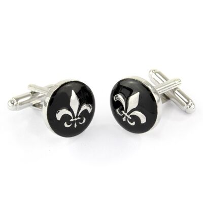 Fleur de Lys Rhodium Finish Cufflinks