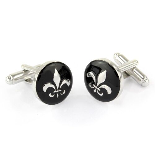 Fleur de Lys Rhodium Finish Cufflinks