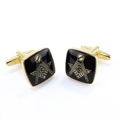 Black/Gilt Masonic Cufflinks with 'G'