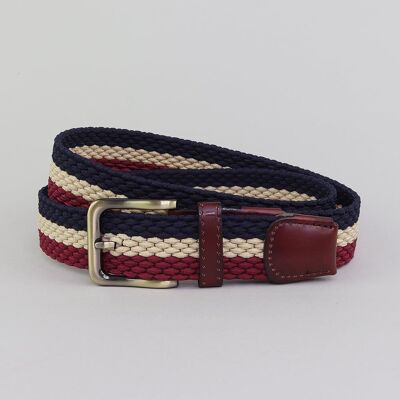 Essendine 35mm Navy/Ecru/Burgundy Elastic Belt