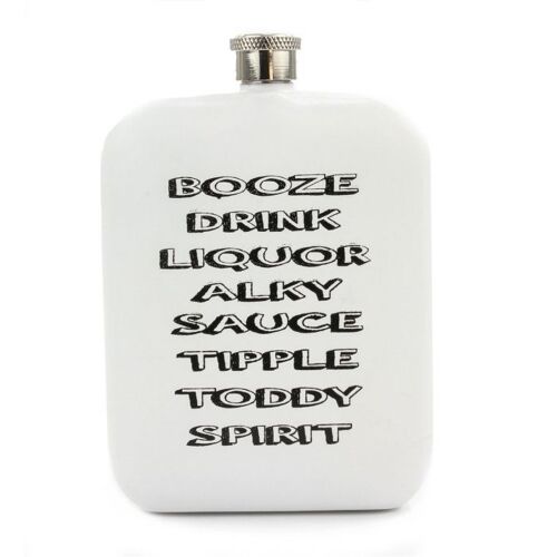 Booze Hip Flask - White