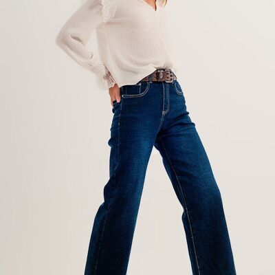 High rise relaxed jeans stretch denim