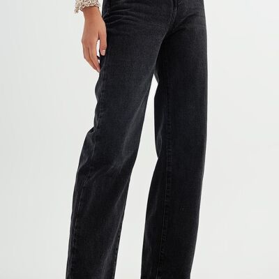 Straight Jeans mit hohem Bund in verwaschenem Schwarz