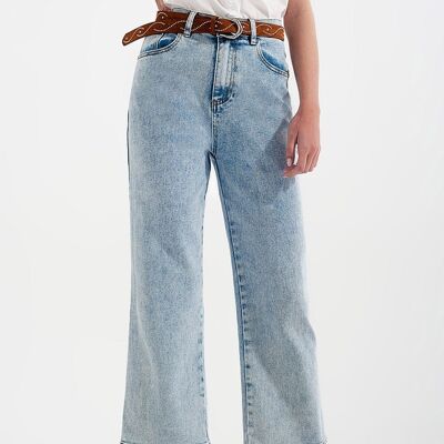 High rise wide leg jeans in bleach wash