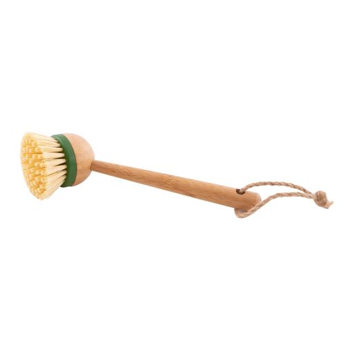 Brosse à vaisselle avec tête amovible et poignée en bambou 23cm