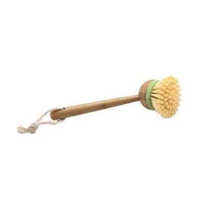 Dishwashing brush with bamboo handle and recycled synthetic material 23cm