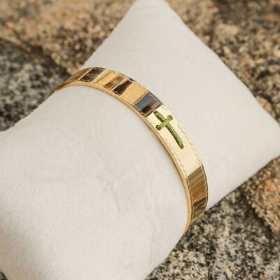 18k CROSS GREEN WIRE BANGLE