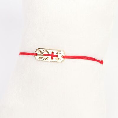 RED CROSS CORD BRACELET, 18k