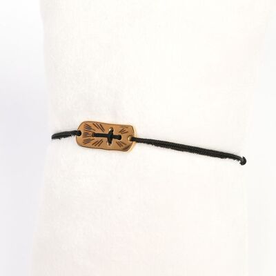 BLACK CROSS CORD BRACELET, 18k