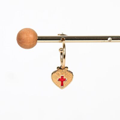 MONO BOUCLE D'OREILLE EX VOTO ROUGE