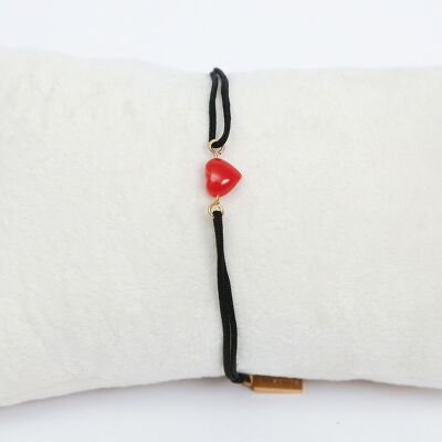 PULSERA CORAZÓN CORAL NEGRO