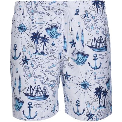 Lucas: Nautical Print Swim Shorts, quick drying