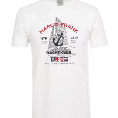 Lyon: T-Shirt with Embroidered Logo, Nautical Print