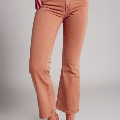 High waist flare jean in camel