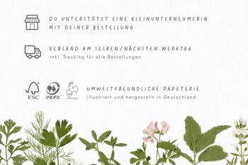 Carte postale bouquet de myosotis rose, certifié FSC 6