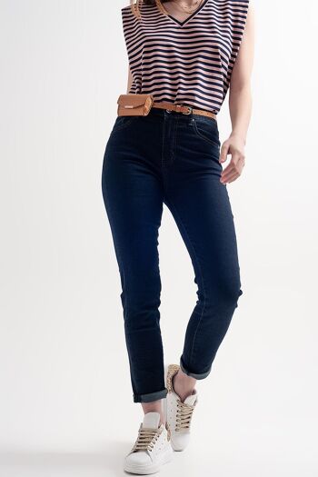 jean skinny taille haute bleu foncé 1