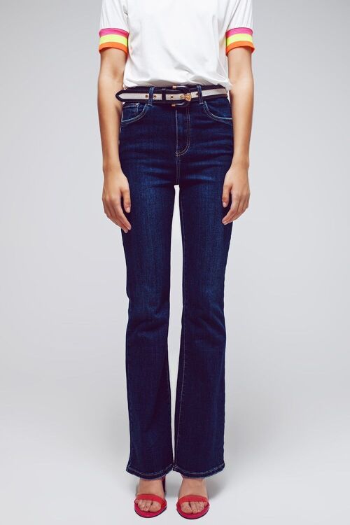 High Waisted Flared Jeans In Dark Wash