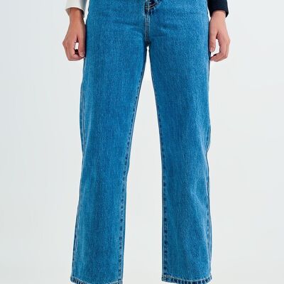 Mom-Jeans mit hohem Bund in Vintage-Blau