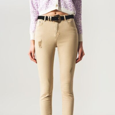 High waisted skinny jeans in beige