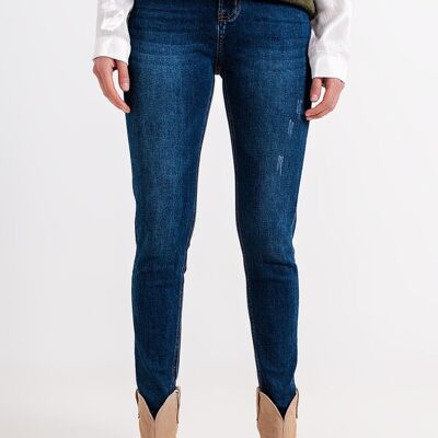 High waisted skinny jeans in blue wash