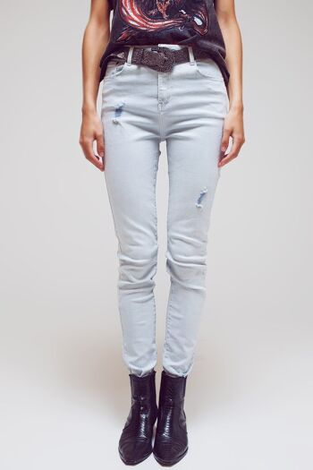 Jean skinny taille haute bleu clair 4