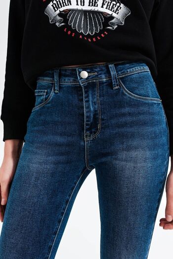 Jean skinny taille haute bleu moyen 2