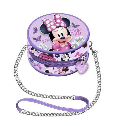 Disney Minnie Mouse Butterflies-Mini Bolso con Cadena Disney Redondo, Lila