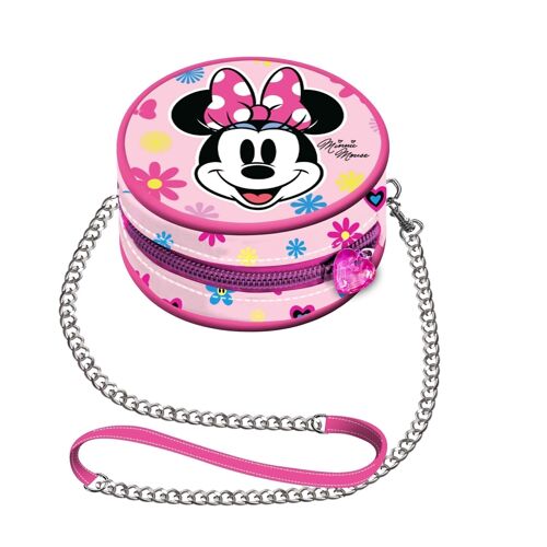 Disney Minnie Mouse Floral-Mini Bolso con Cadena Disney Redondo, Rosa