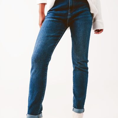 High waisted skinny jeans in mid wash