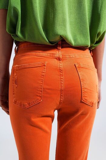 Jean skinny taille haute orange 5