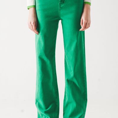 Jeans mom slouchy a vita alta di colore verde