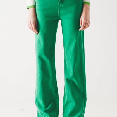 High waisted slouchy mom jeans in green