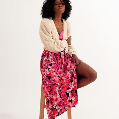 Hot pink floral print skirt